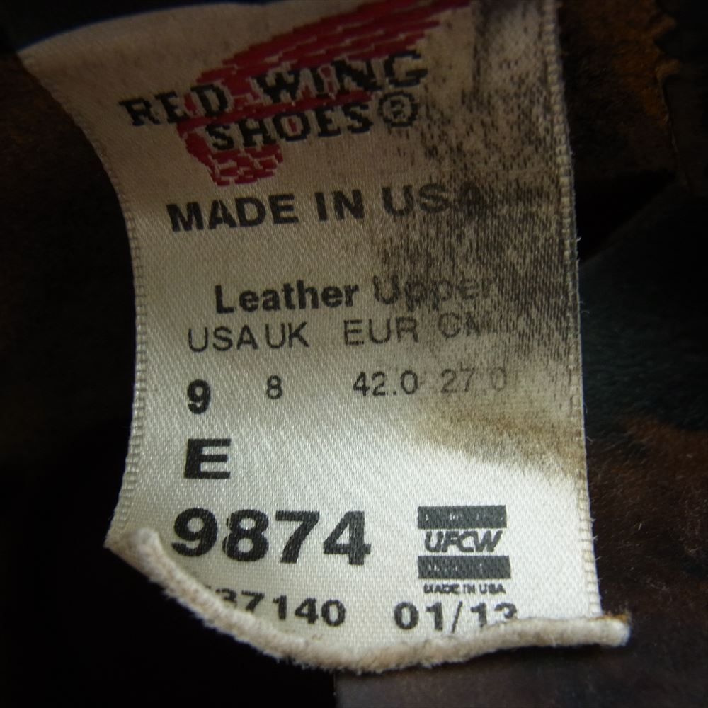 RED WING レッドウィング 9874 Irish Setter 6 Moc アイリッシュセッター クロンダイク ワークブーツ レースアップブーツ ブラック系 27.0cm【中古】