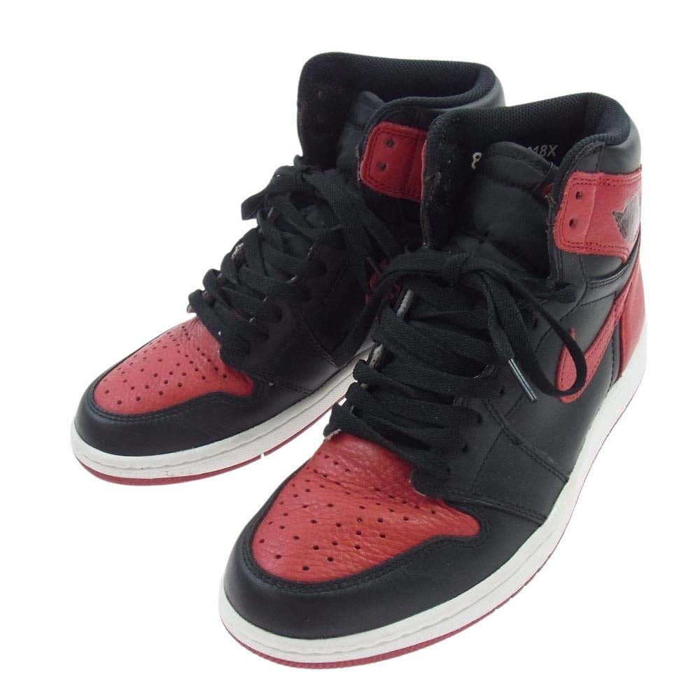 NIKE ナイキ 555088-001 Air Jordan 1 Retro High OG Bred Banned エアジョーダン 1 レトロ ハイ OG ブレッド バンド スニーカー ブラック系 レッド系【中古】