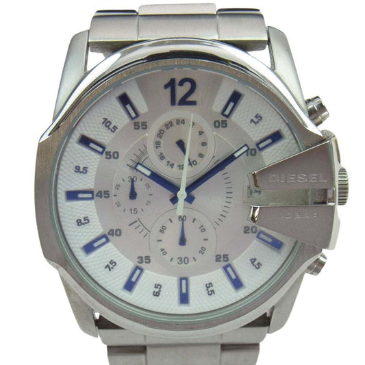 DIESEL ディーゼル DZ4181 MASTER CHIEF マスターチーフ クロノグラフ ウオッチ シルバー系 ブルー系【中古】