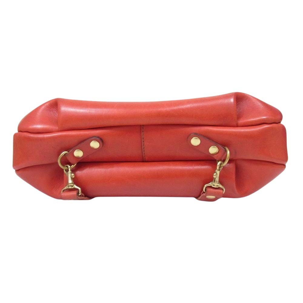 HERZ ヘルツ ギャザー ショルダー 3WAY レザー リュック ボストン バッグ レッド系【中古】