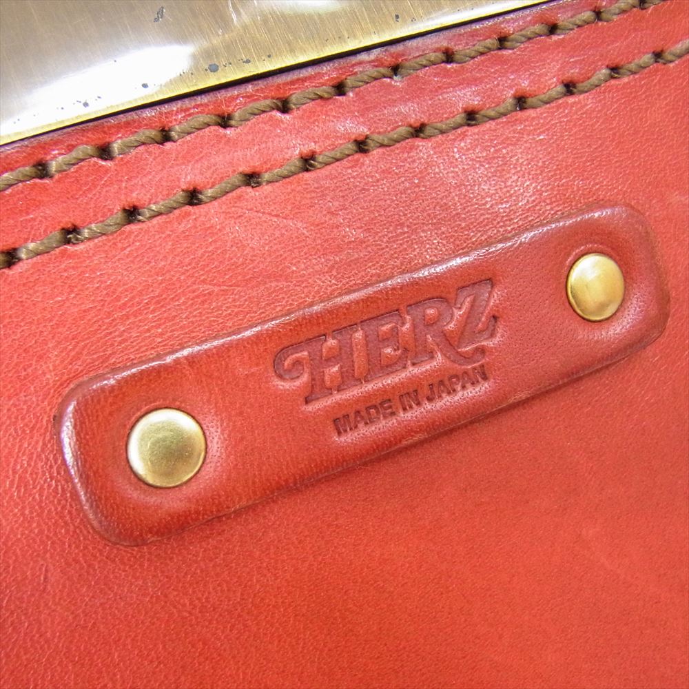 HERZ ヘルツ ギャザー ショルダー 3WAY レザー リュック ボストン バッグ レッド系【中古】