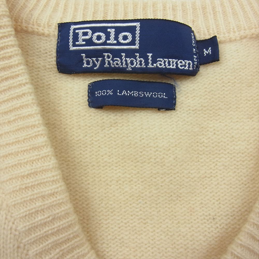 POLO RALPH LAUREN ポロ・ラルフローレン Vネック セータ ニット オフホワイト系 M【中古】
