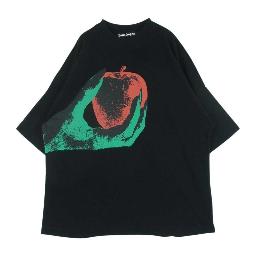 PALM ANGELS パームエンジェルス PMAA041S22JER002 apple バック ロゴプリント 半袖 Tシャツ ブラック系 M【中古】