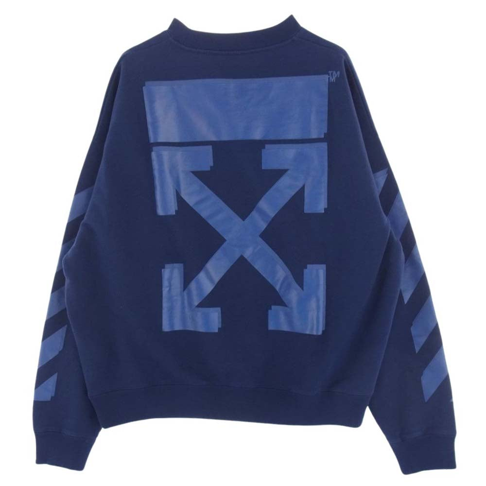 OFF-WHITE オフホワイト 21AW OMBA054F21FLE007 RUBBER ARROW SKATE CREWNECK ラバー クロスドアロー ロゴ クルーネック スウェット ネイビー系 XL【中古】