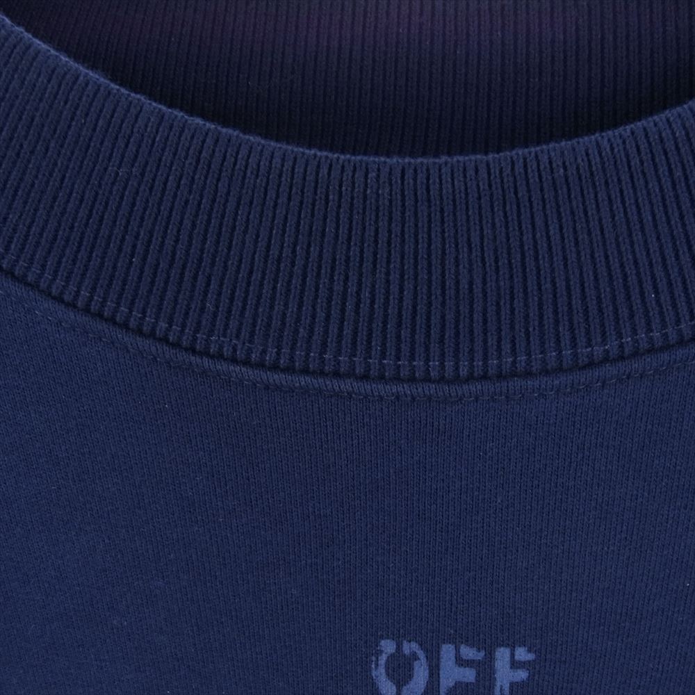 OFF-WHITE オフホワイト 21AW OMBA054F21FLE007 RUBBER ARROW SKATE CREWNECK ラバー クロスドアロー ロゴ クルーネック スウェット ネイビー系 XL【中古】