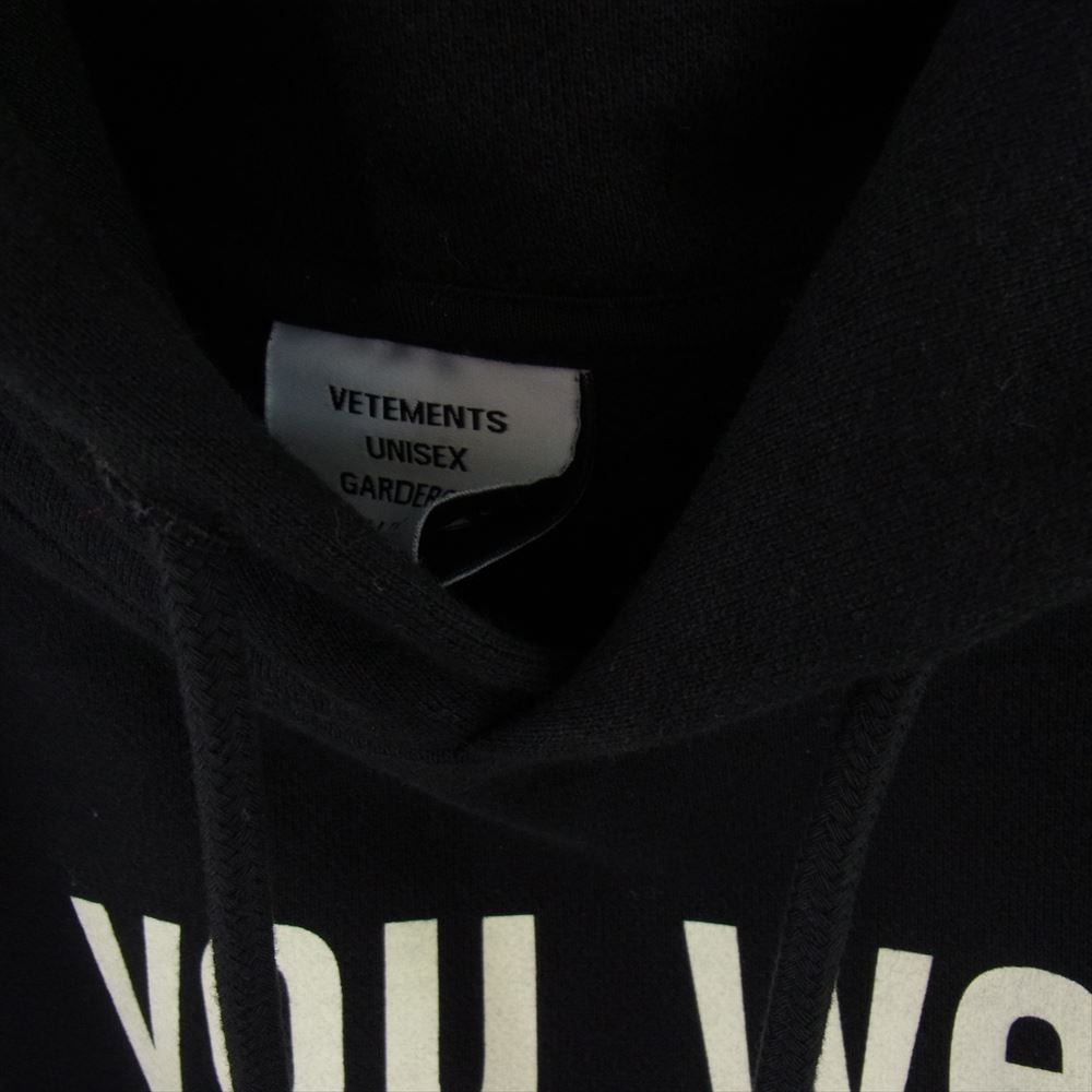 VETEMENTS ヴェトモン 21AW UA52TR800B women printed black hoodie ロゴプリント 刺繍 パーカー フーディー ブラック系 M【中古】