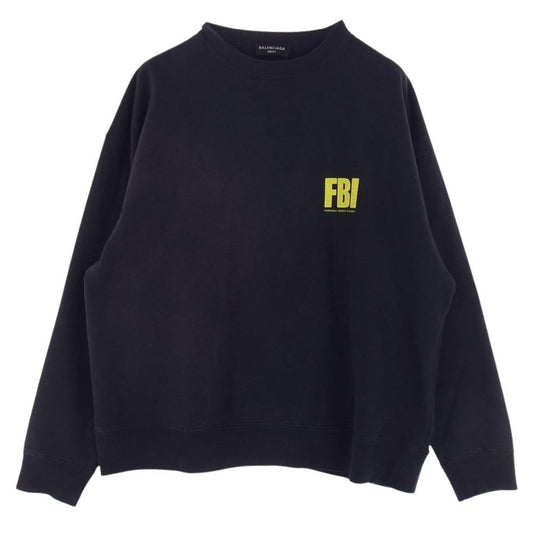 BALENCIAGA バレンシアガ 676629 TLVH1 FBI Crew Sweat クルーネック ヴィンテージ加工 ダメージ加工 色褪せ加工 スウェット チャコール系 S【中古】