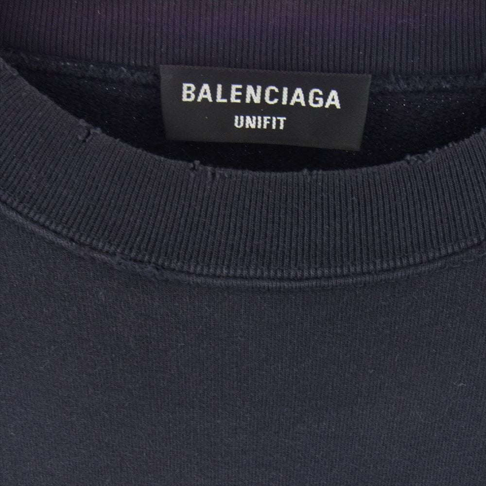 BALENCIAGA バレンシアガ 676629 TLVH1 FBI Crew Sweat クルーネック ヴィンテージ加工 ダメージ加工 色褪せ加工 スウェット チャコール系 S【中古】