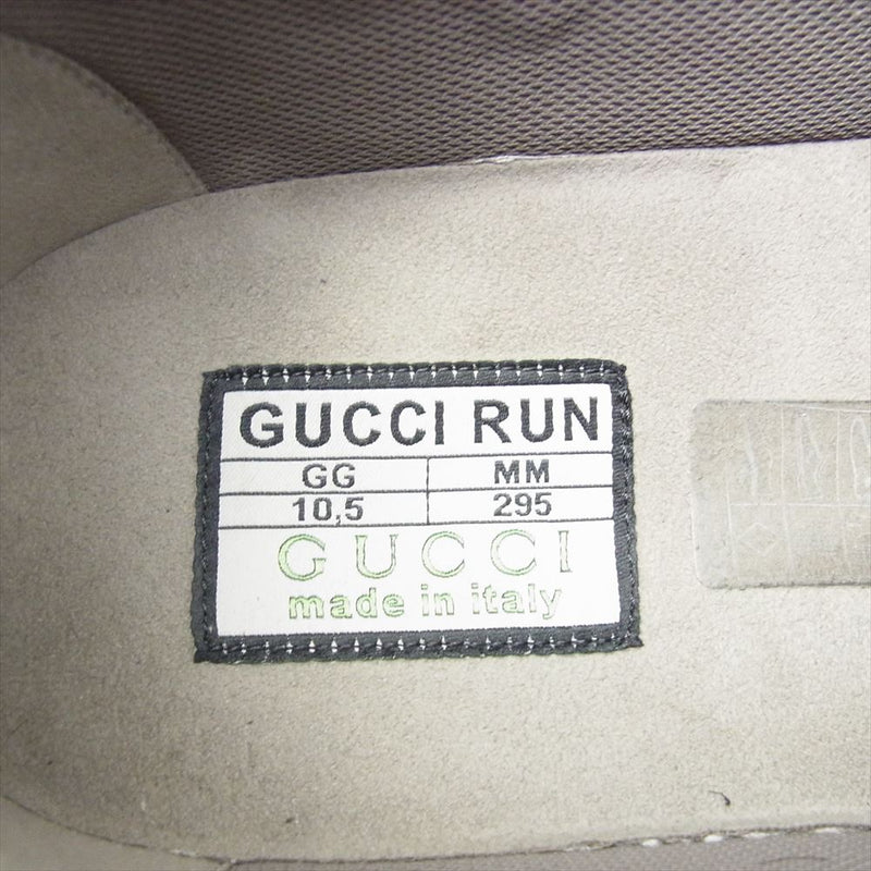 GUCCI グッチ run lace up sneakers ラン レースアップ GGロゴ刺繍 スエード メッシュ ローカット スニーカー グレー系 10.5【中古】