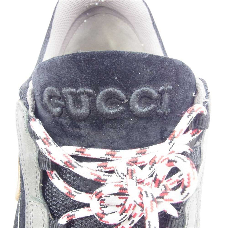 GUCCI グッチ run lace up sneakers ラン レースアップ GGロゴ刺繍 スエード メッシュ ローカット スニーカー グレー系 10.5【中古】