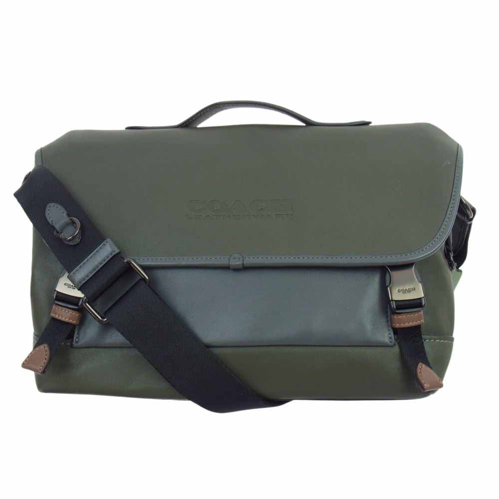 COACH コーチ B2161-C2665  レザー ショルダー バッグ リーグ バイク バッグ カーキ系【中古】
