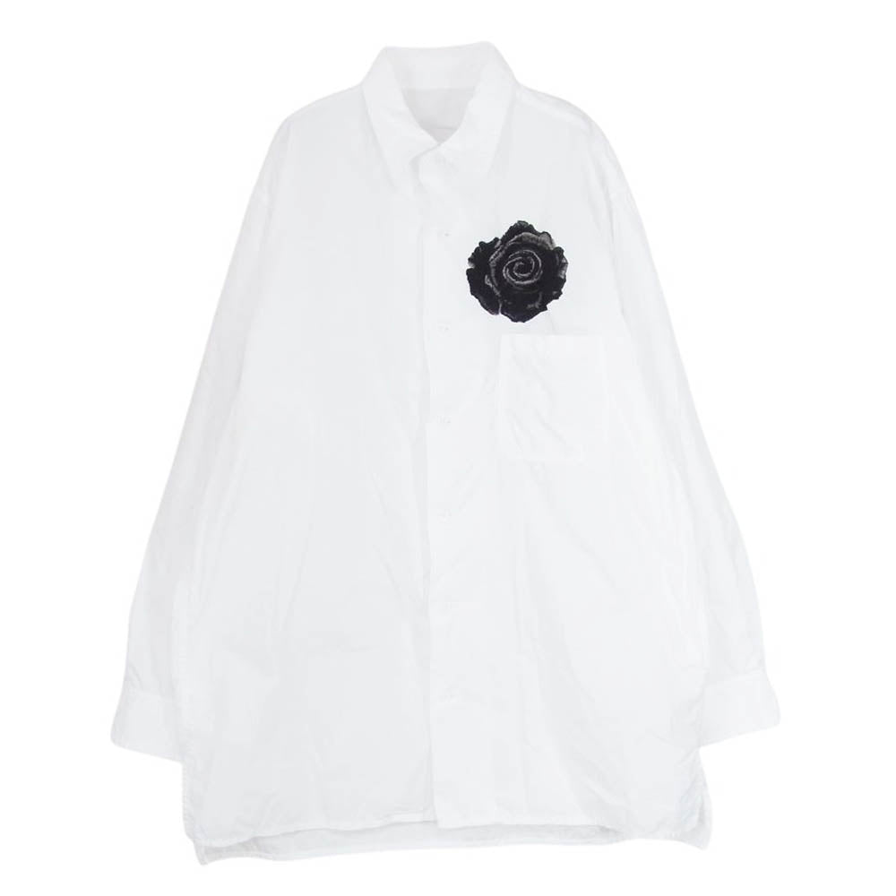Yohji Yamamoto ヨウジヤマモト NX-B57-001 B YOHJI YAMAMOTO ビーヨウジヤマモト フラワー 刺繍 長袖 シャツ ホワイト系 3【中古】