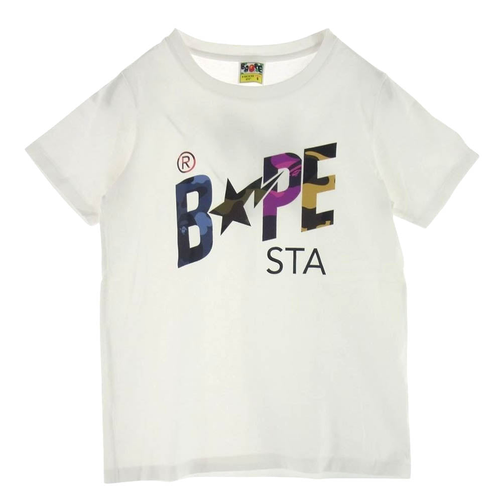 A BATHING APE アベイシングエイプ BAPE STA ベイプスタ― ロゴ プリント 半袖 Tシャツ ホワイト系 S【中古】