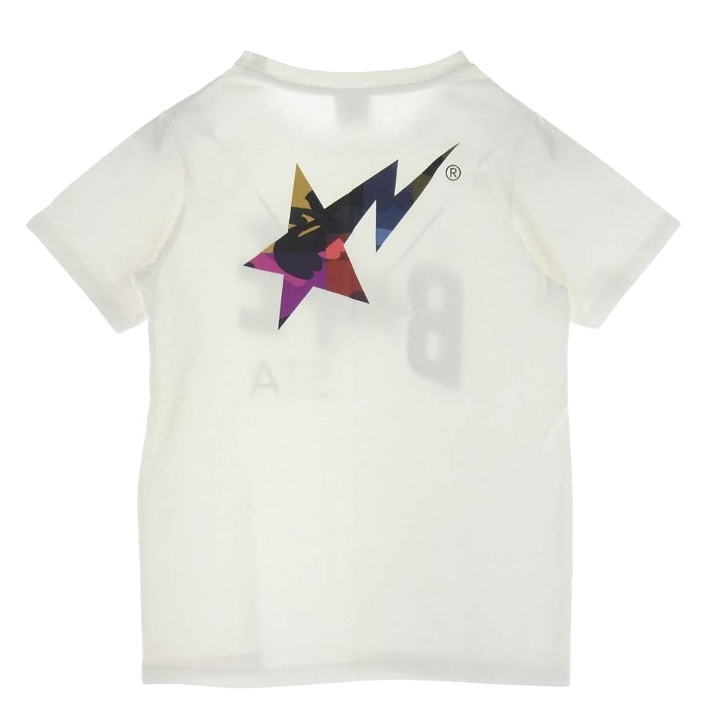 A BATHING APE アベイシングエイプ BAPE STA ベイプスタ― ロゴ プリント 半袖 Tシャツ ホワイト系 S【中古】