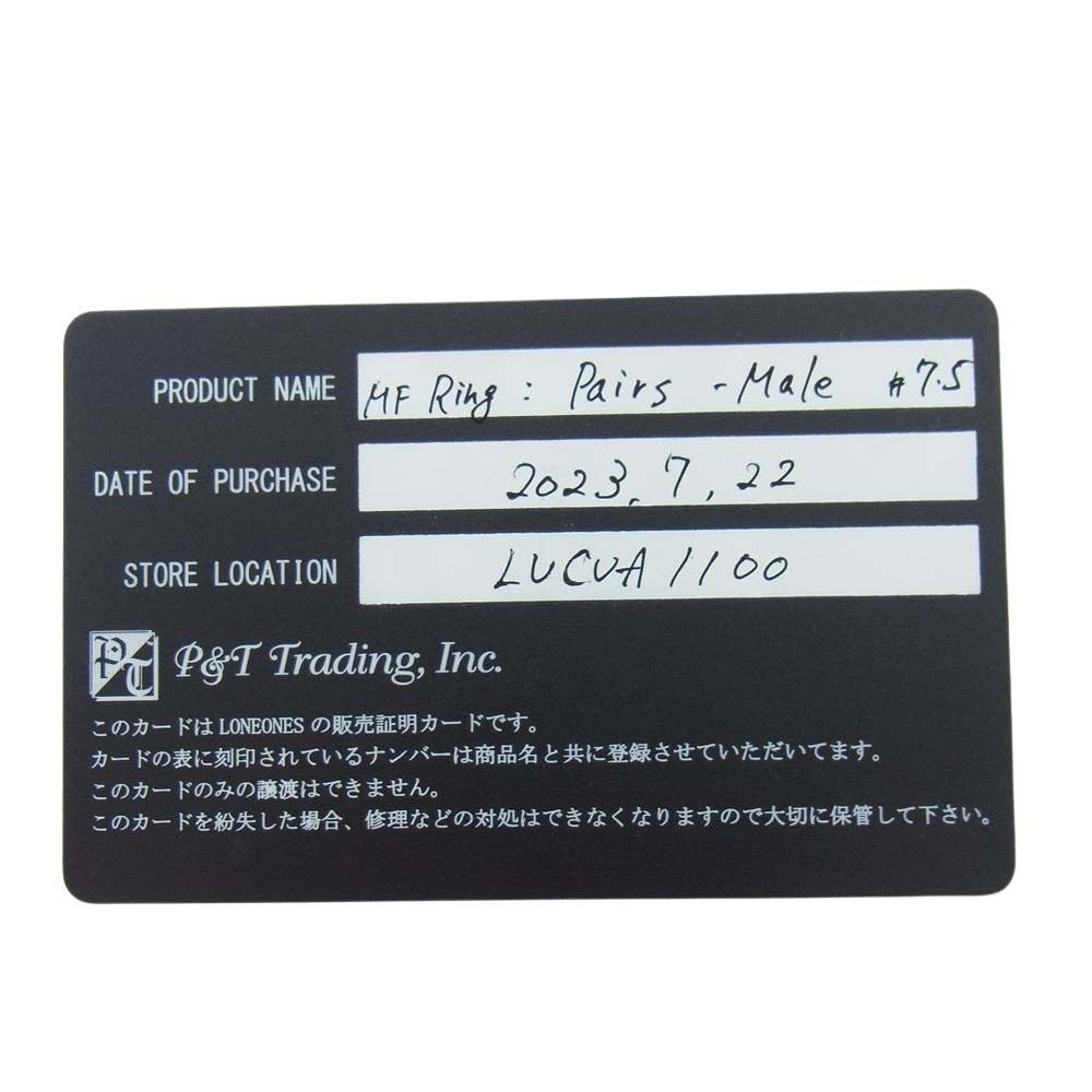 LONE ONES ロンワンズ 販売証明書カード付 Pairs Male ペアーズ メイル リング 14.5号【中古】