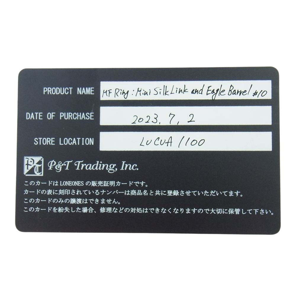 LONE ONES ロンワンズ 販売証明書カード付 Mini Silk Link and Eagle Barrel ミニ シルク アンド イーグル バーレル リング 20.5号【中古】
