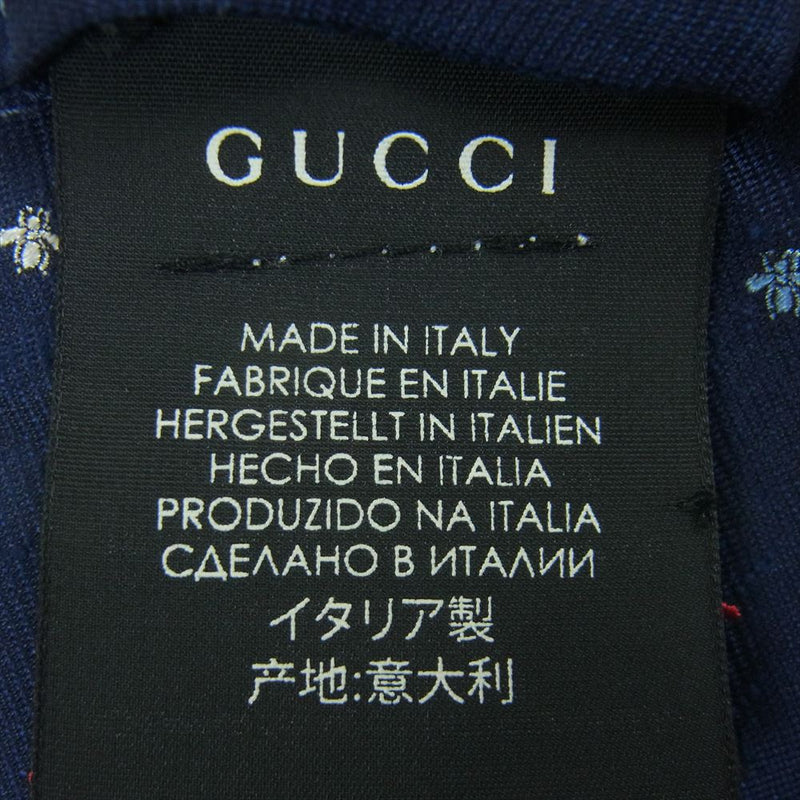 GUCCI グッチ 451529 4E002 ビー 蜂 ドット 総柄 シルク ネクタイ イタリア製 ネイビー系【中古】