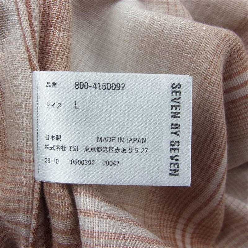 セブンバイセブン 24SS WESTERN SHIRTS S/S Triple gauze gli ウエスタン トリプルガーゼ チェック シャツ L オレンジ系 L【新古品】【未使用】【中古】