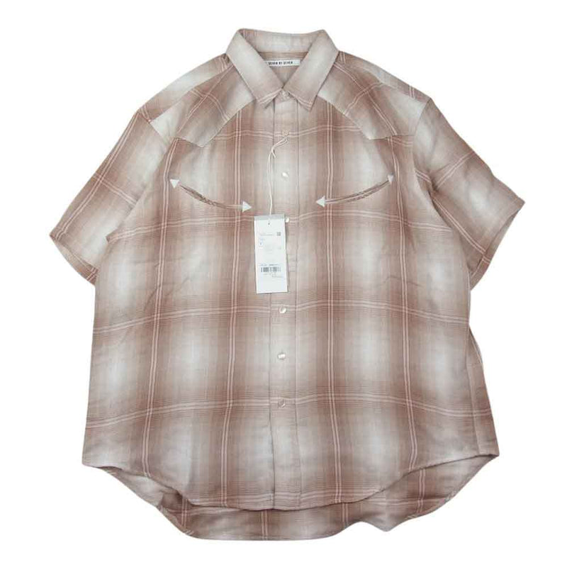 セブンバイセブン 24SS WESTERN SHIRTS S/S Triple gauze gli ウエスタン トリプルガーゼ チェック シャツ M オレンジ系 M【新古品】【未使用】【中古】