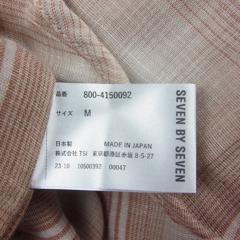 セブンバイセブン 24SS WESTERN SHIRTS S/S Triple gauze gli ウエスタン トリプルガーゼ チェック シャツ M オレンジ系 M【新古品】【未使用】【中古】