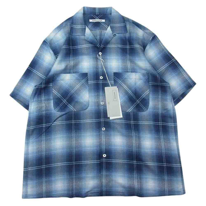 セブンバイセブン 24SS OPEN COLLAR SHEER SHIRTS S/S 開襟 オープンカラー チェック レーヨン シャツ ブルー系 S【新古品】【未使用】【中古】