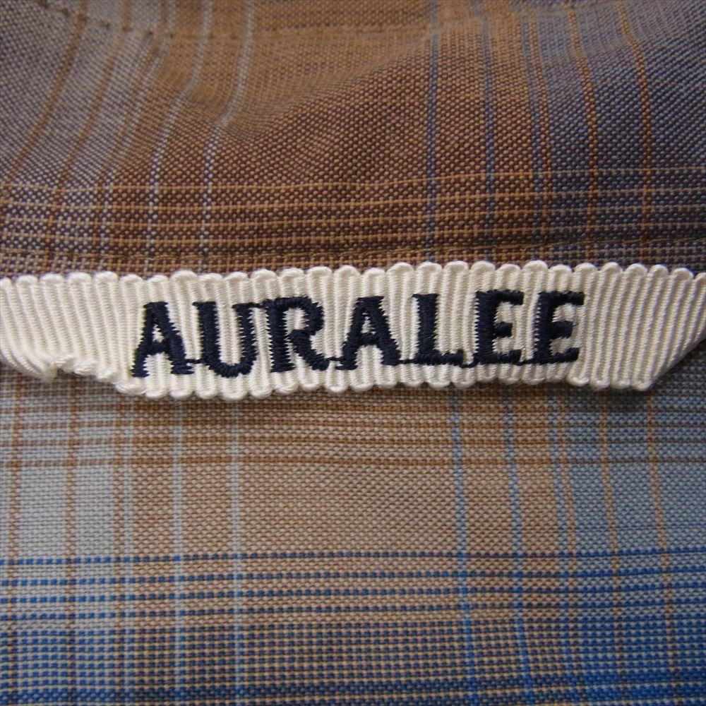 AURALEE オーラリー A23SS01LC SUPER LIGHT WOOL CHECK SHIRT スーパー ライト ウール チェック 長袖 シャツ ブラウン系 4【中古】