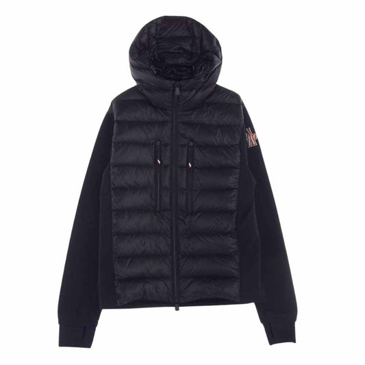 MONCLER モンクレール 21AW G20979B00009 GRENOBLE グルノーブル CARDIGAN ダウンジャケット フーディー 切替 ロゴ ワッペン  ブラック系 L【美品】【中古】