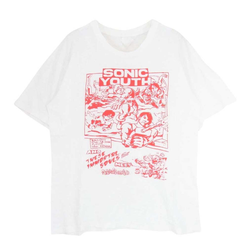 ヴィンテージ 80s~90s SONIC YOUTH プリント 丸首 クルーネック 半袖 Tシャツ ホワイト系 サイズ表記無【中古】