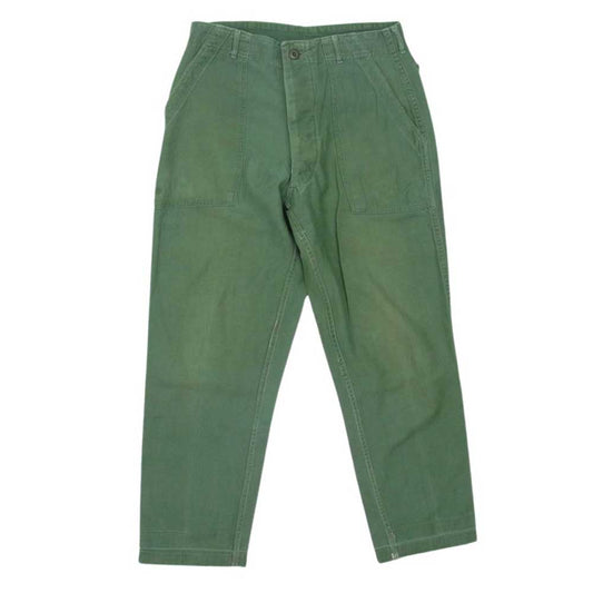 米軍 DSA 100-67-C-3509 60S アメリカ軍 OG-107 TROUSERS MENS COTTON SATEEN トラウザーズ コットン パンツ 32×29 カーキ系 32【中古】
