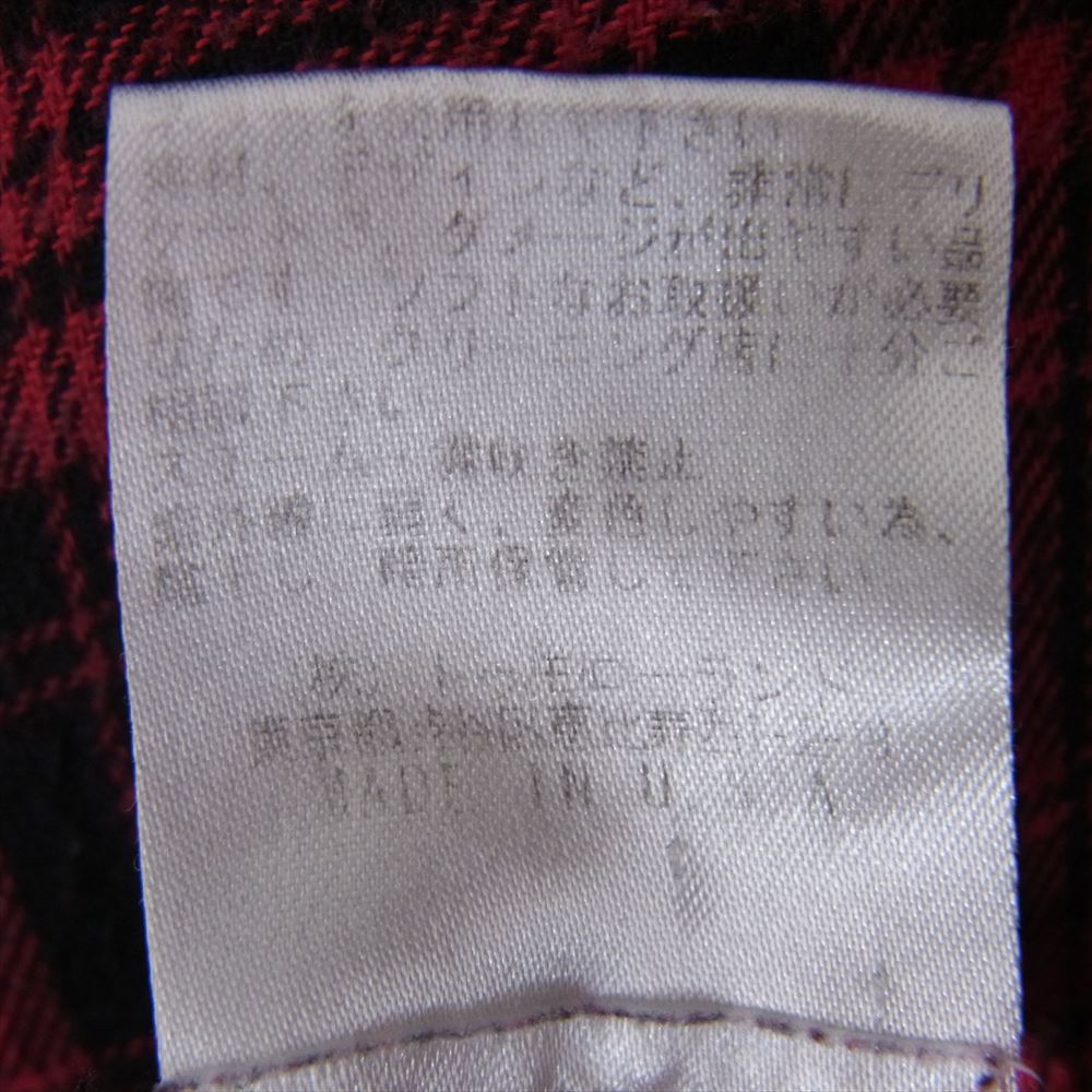 グレッグローレン カットオフ バンドカラー フランネル チェック シャツ レッド系 1【中古】
