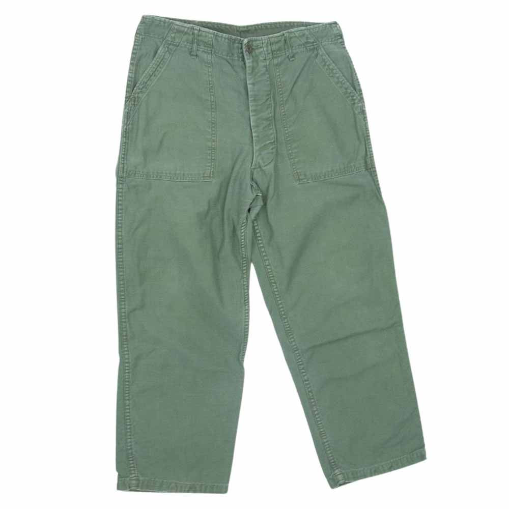 米軍 DSA-100-594 ヴィンテージ 60S アメリカ軍 OG-107 TROUSERS MENS COTTON SATEEN トラウザーズ コットン パンツ 34×29 カーキ系 34【中古】