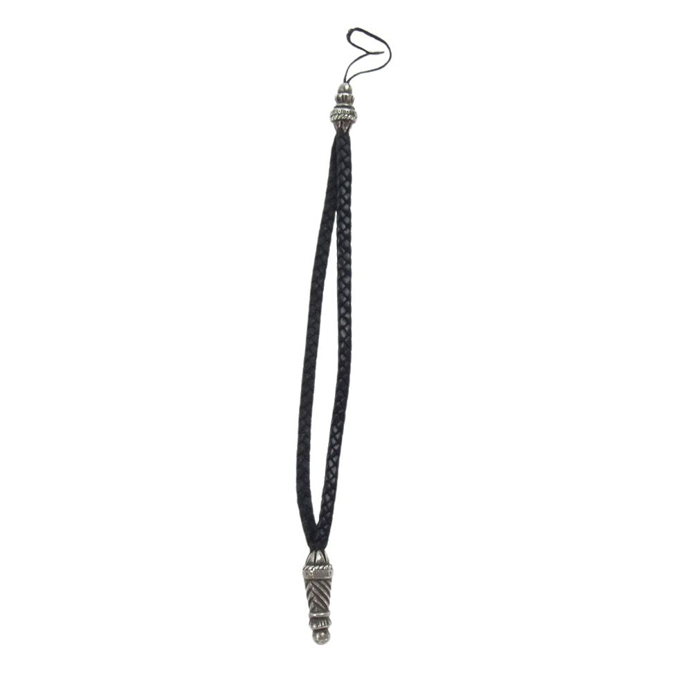 CHROME HEARTS クロムハーツ（原本無） PHONE STRAP ラージ ボロチップ レザー 携帯ストラップ フォンストラップ ブラック系【中古】