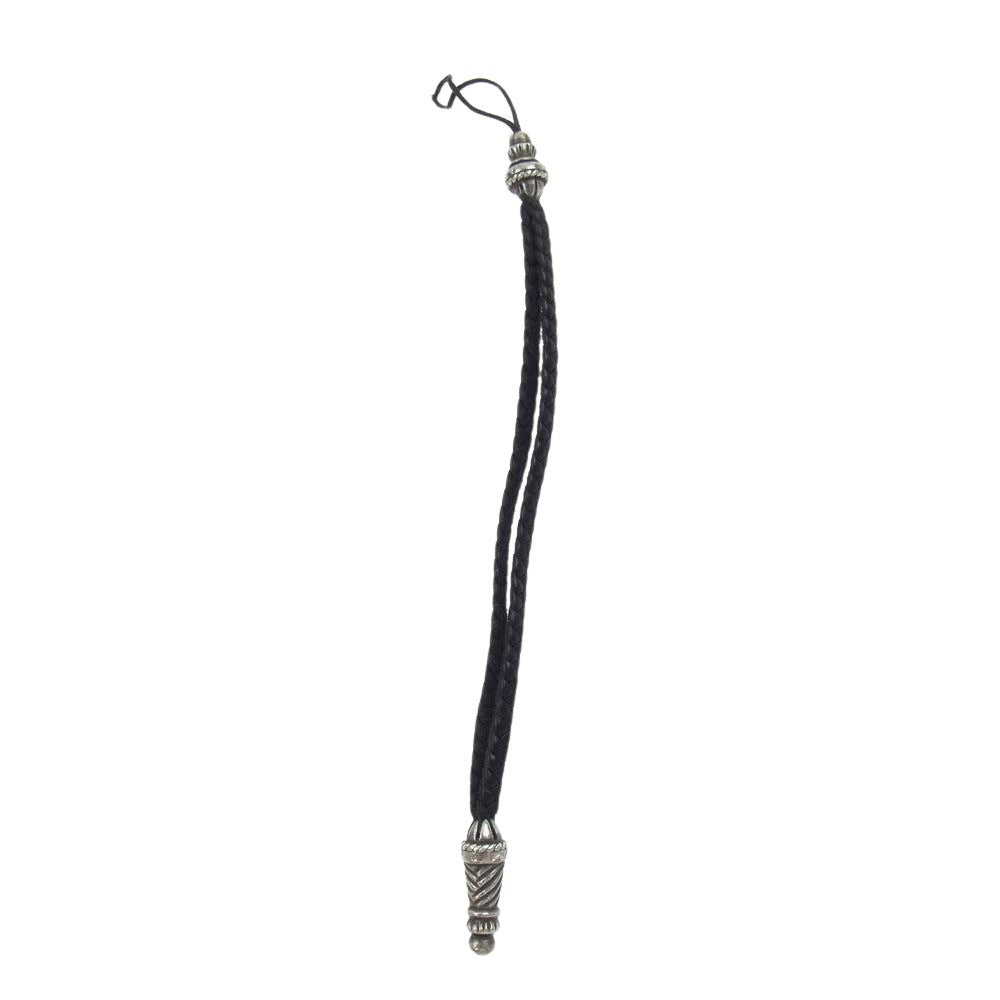 CHROME HEARTS クロムハーツ（原本無） PHONE STRAP ラージ ボロチップ レザー 携帯ストラップ フォンストラップ ブラック系【中古】