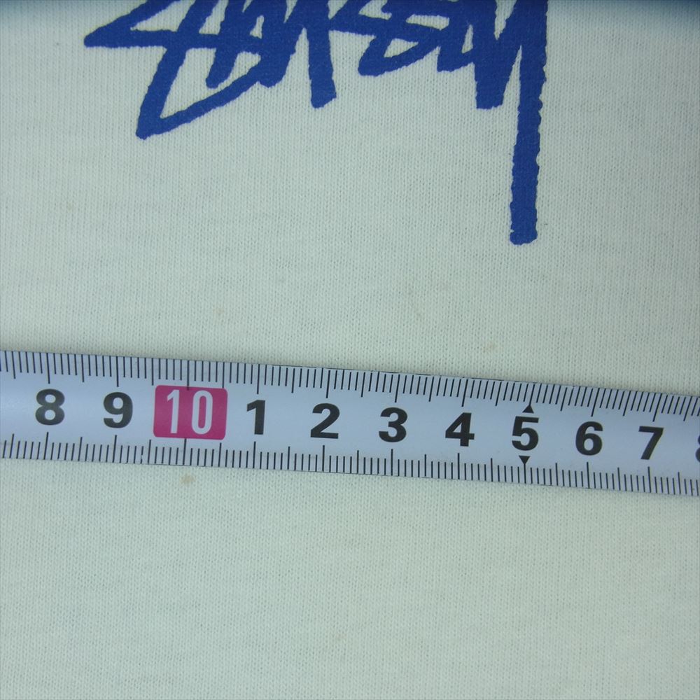 STUSSY ステューシー ストックロゴ ナンバリング 7分丈 ラグラン カットソー Tシャツ コットン ホワイト系 ブルー系 S【中古】