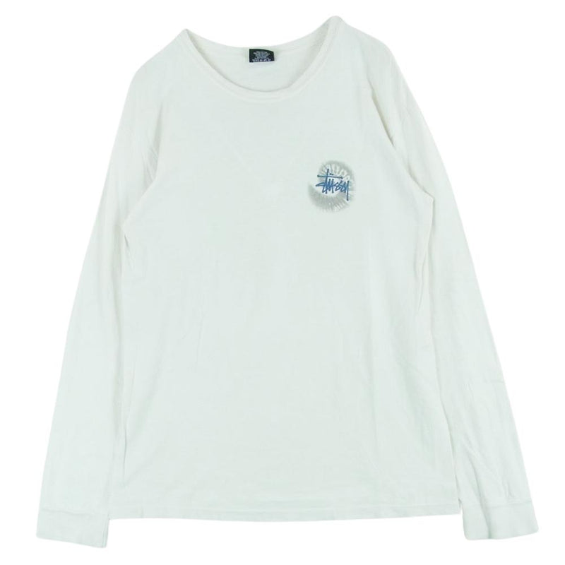 STUSSY ステューシー ストックロゴ 長袖 Tシャツ コットン メキシコ製 オフホワイト系 M【中古】