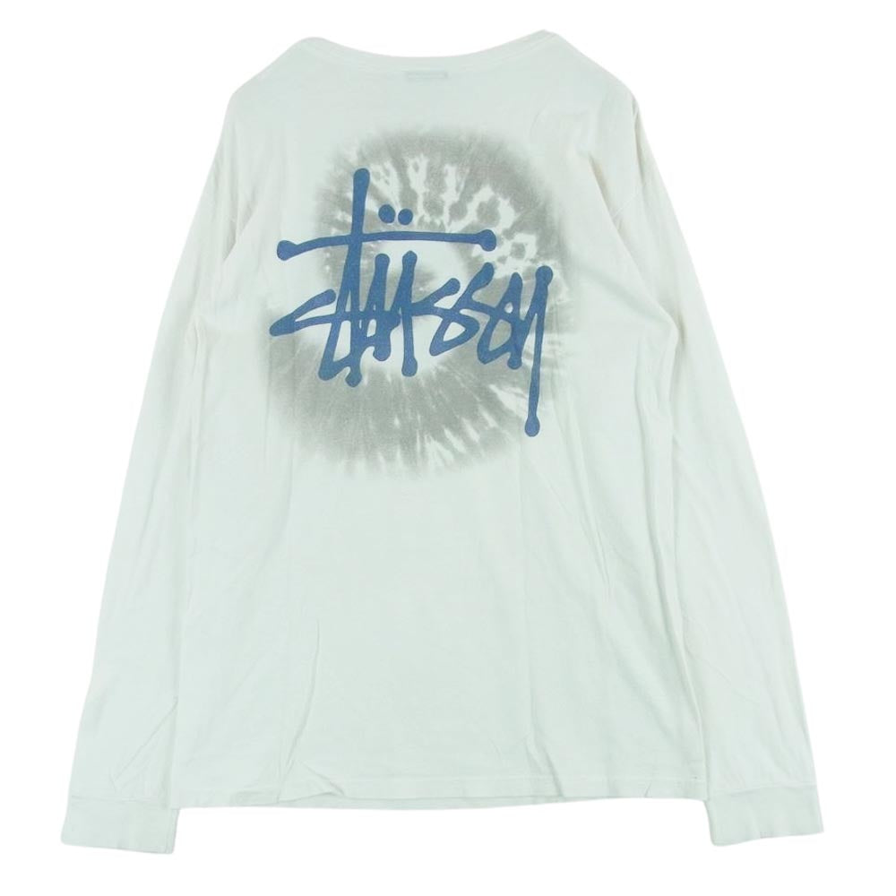 STUSSY ステューシー ストックロゴ 長袖 Tシャツ コットン メキシコ製 オフホワイト系 M【中古】