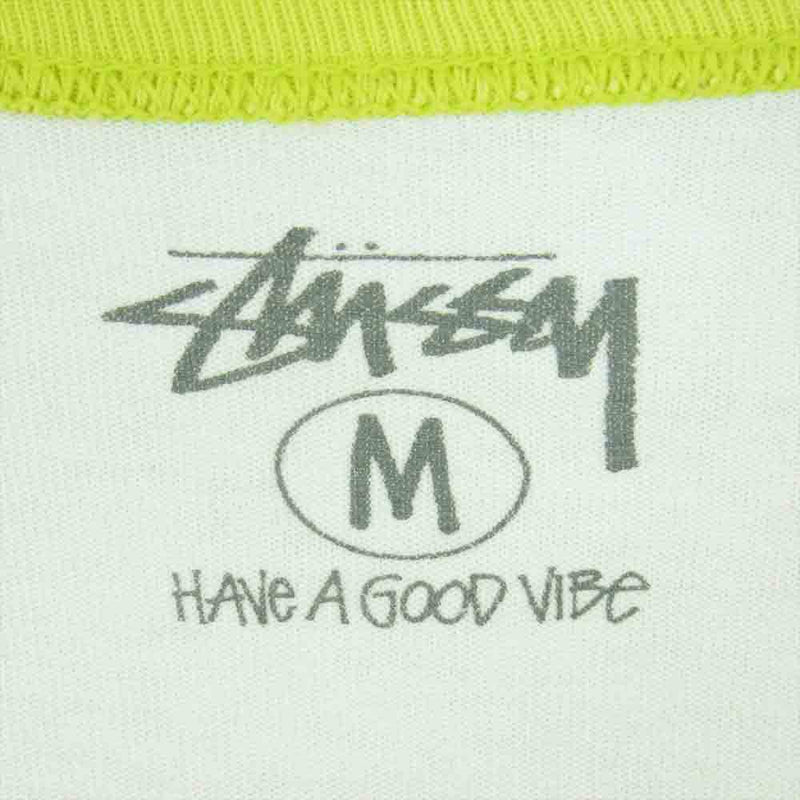 STUSSY ステューシー ワールドツアー 7分丈 ラグラン カットソー Tシャツ コットン オフホワイト系 イエロー系 M【中古】