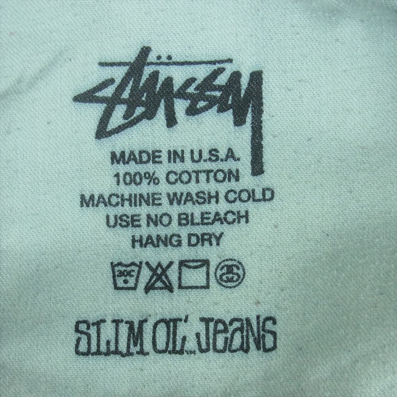 STUSSY ステューシー ストックロゴ レザーパッチ デニム パンツ コットン アメリカ製 インディゴブルー系 32【中古】