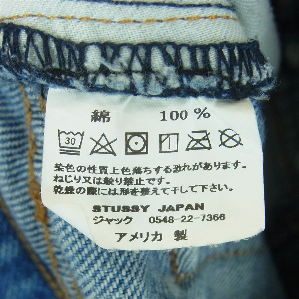 STUSSY ステューシー ストックロゴ レザーパッチ デニム パンツ コットン アメリカ製 インディゴブルー系 32【中古】