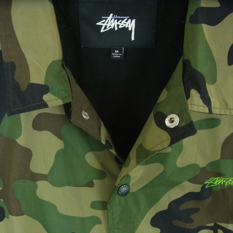 STUSSY ステューシー CAMO CRUIZE COACH JACKET 迷彩 カモフラ ナイロン コーチ ジャケット カーキ系 M【中古】