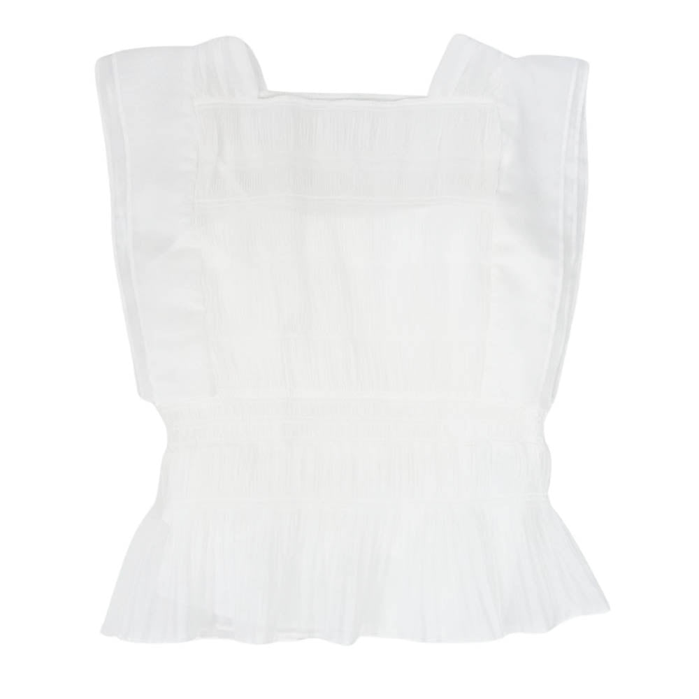 セルフォード ソフト オーガンザシャーリング ノースリーブ ブラウス ホワイト系 36【極上美品】【中古】