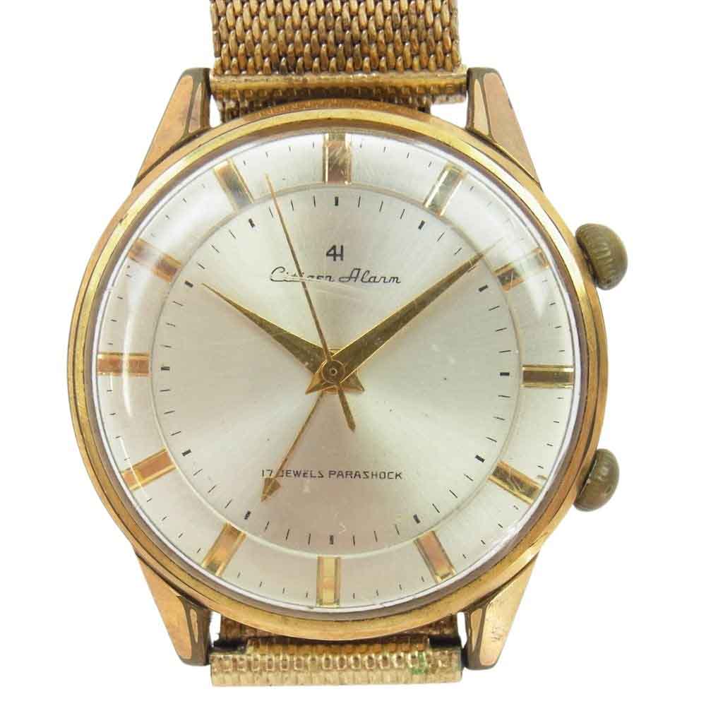 CITIZEN シチズン 515812 アラーム 4H フォーハンド 手巻き ウォッチ ゴールド系【中古】