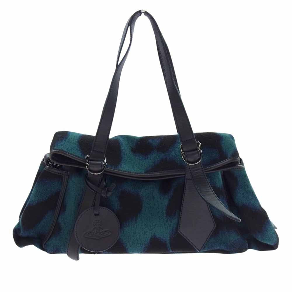 Vivienne Westwood ヴィヴィアンウエストウッド ヤスミン レオパード  レザー オーブタグ ショルダー バッグ  グリーン系【中古】