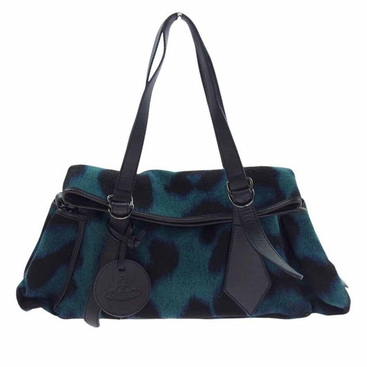 Vivienne Westwood ヴィヴィアンウエストウッド ヤスミン レオパード  レザー オーブタグ ショルダー バッグ  グリーン系【中古】