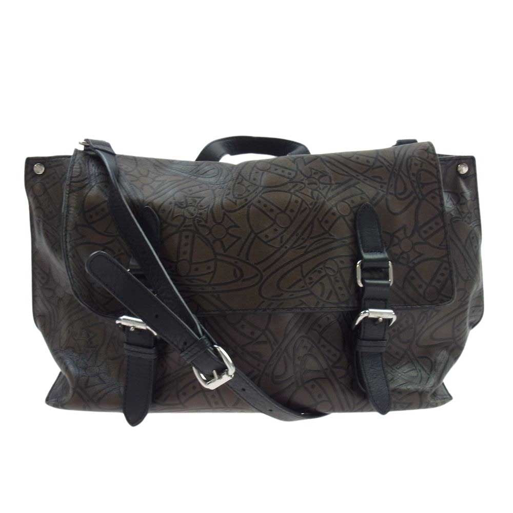 Vivienne Westwood ヴィヴィアンウエストウッド オーブ 総柄 レザー ショルダー バッグ  ブラウン系【中古】
