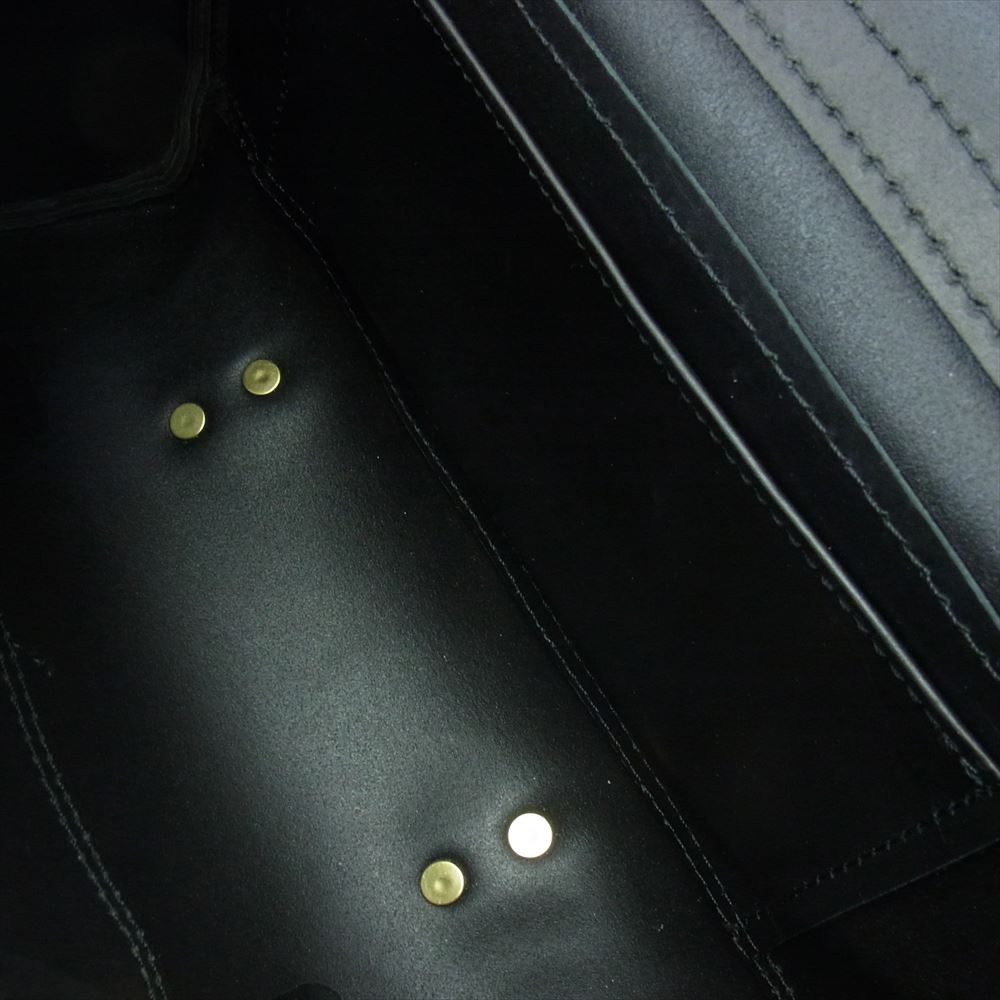 HERZ ヘルツ CW-147 棒屋根かぶせバッグ レザー ハンドバッグ ブラック系【中古】
