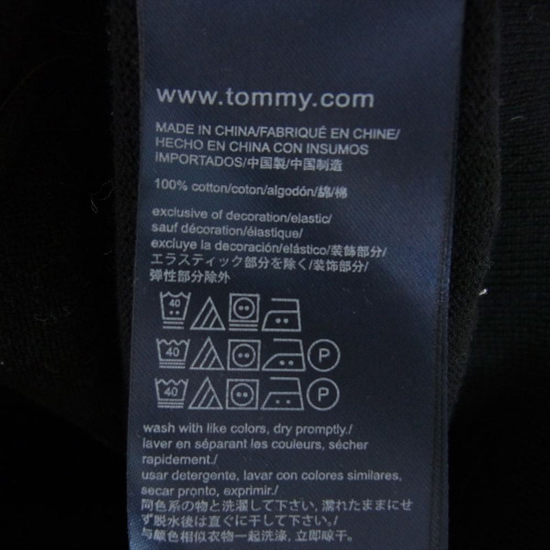 TOMMY HILFIGER トミーヒルフィガー フラッグ 刺繍 ボーダー ニット ブラック系 M【中古】