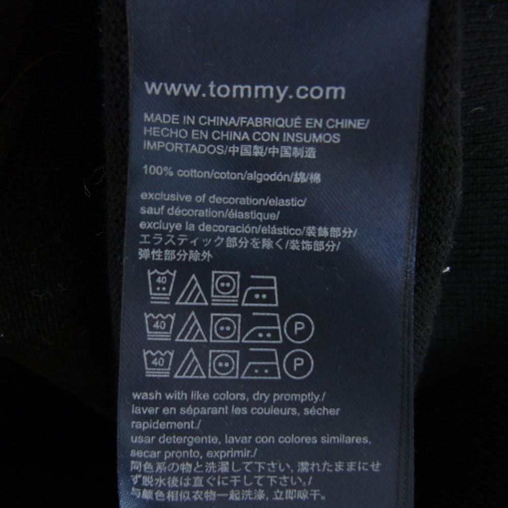 TOMMY HILFIGER トミーヒルフィガー フラッグ 刺繍 ボーダー ニット ブラック系 M【中古】