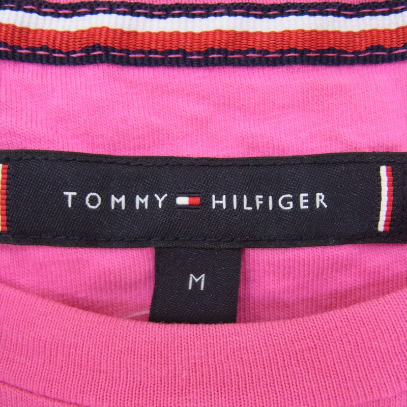 TOMMY HILFIGER トミーヒルフィガー ロゴ 刺繍 クルーネック 丸首 半袖 Tシャツ ピンク系 M【中古】