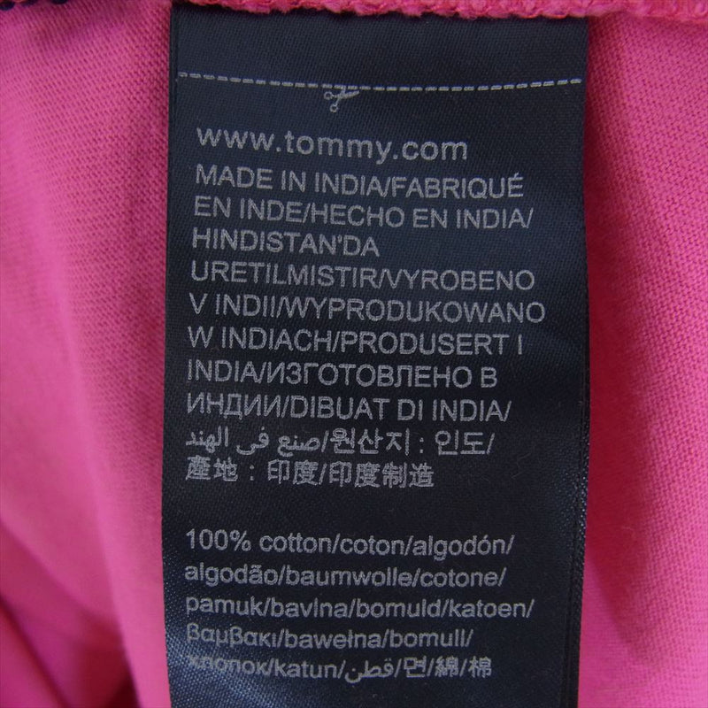 TOMMY HILFIGER トミーヒルフィガー ロゴ 刺繍 クルーネック 丸首 半袖 Tシャツ ピンク系 M【中古】